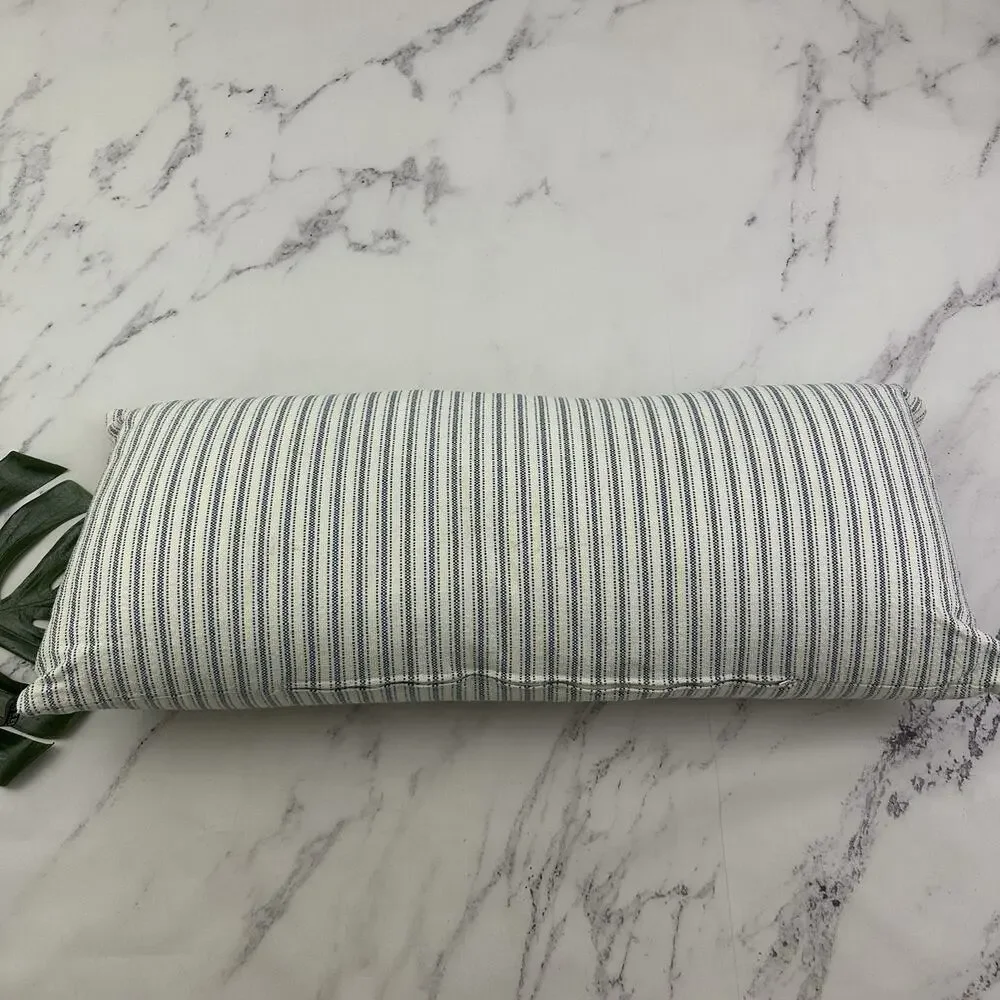Lauren Ralph Lauren Striped Long Body Bolster Decorative Pillow Blue White Down